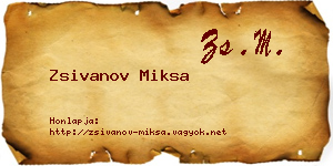 Zsivanov Miksa névjegykártya
